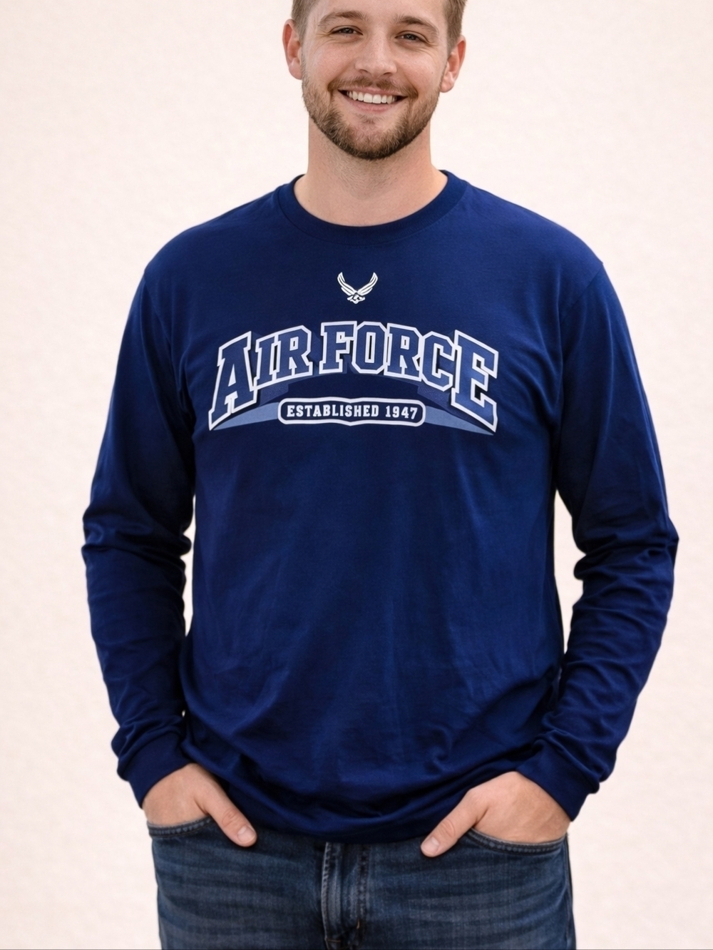 3/$30 GILDAN Blue Air Force Long Sleeve T-shirt Medium